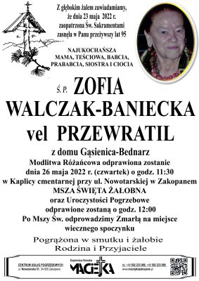 ZOFIA WALCZAK-BANIECKA