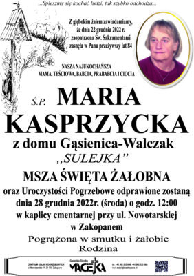 MARIA KASPRZYCKA ZAKOPANE